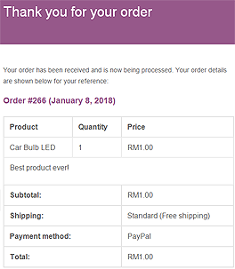 Automated Order Confirmation Email